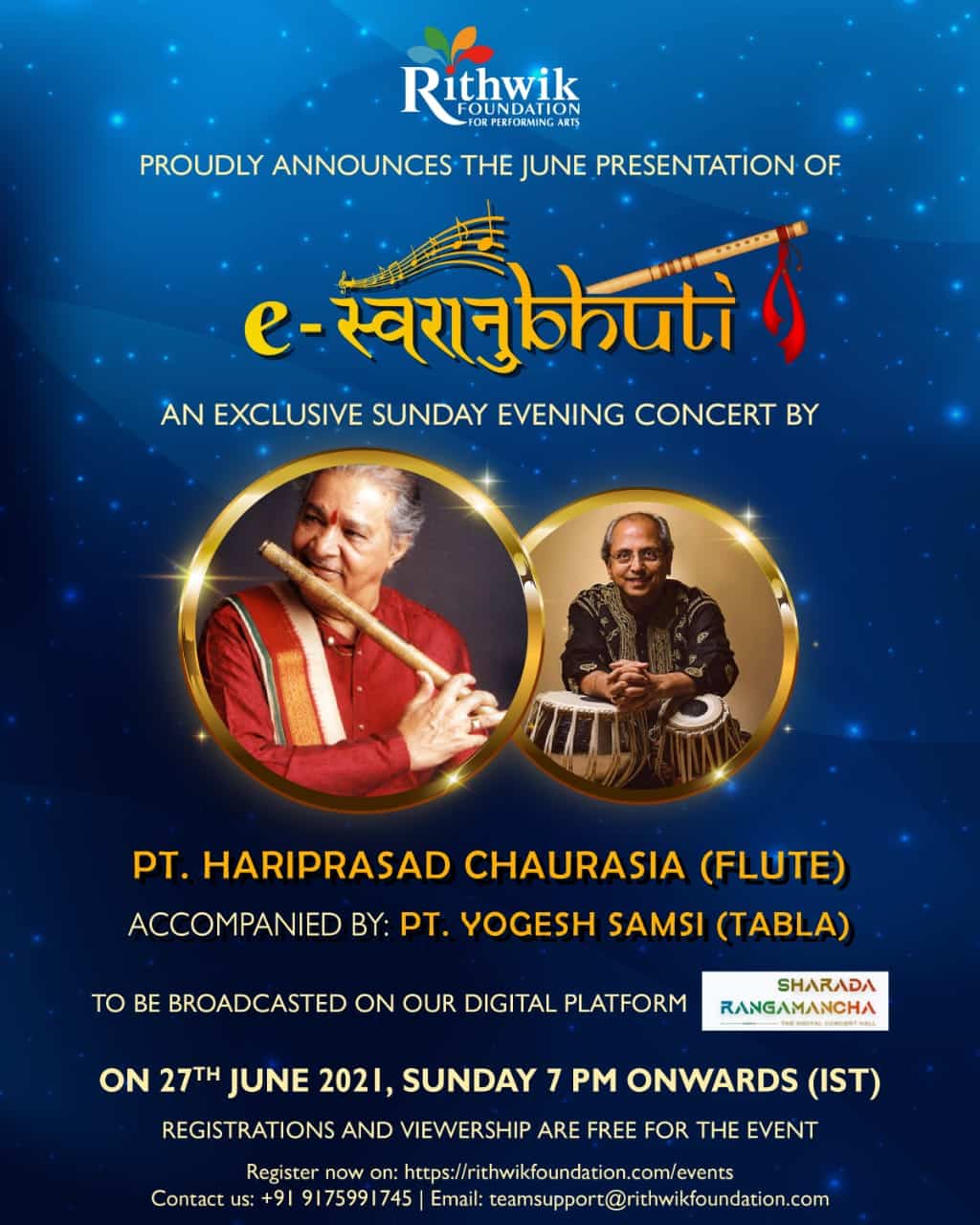 e-Swaranubhuti June 2021 - Online Flute Performance By Pt. Hariprasad Chaurasia
